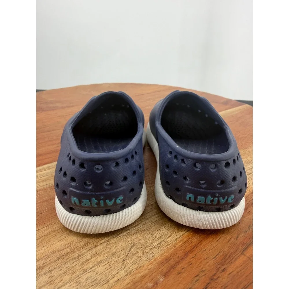 Native Miles Slip On Shoes Kids C5 Navy Blue Excellent Perforated Vegan EVA